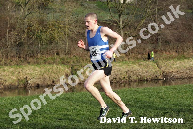 Graham Taylor (Morpeth Harriers) in third place, 2013 Durham Cathedral Relays senior mens race.